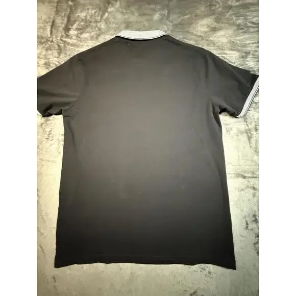 Denim & Flower Polo Shirt Mens Medium Black Pocket Preppy - Picture 3 of 5